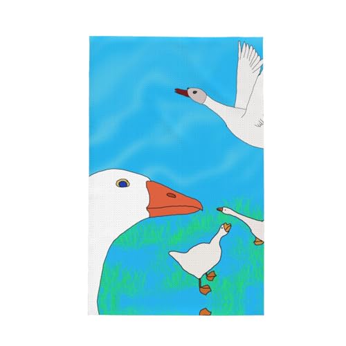 TYUMH happy White Goose Ultrafeine Faser Waffel-Küchentuch, weich und saugfähig, geeignet zum Trocknen von Geschirr und Reinigung von TYUMH