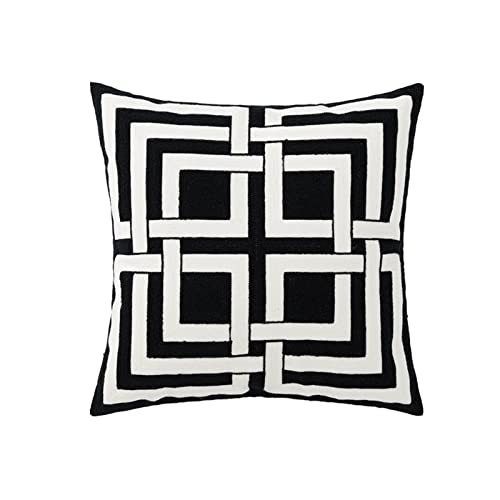 TYUTYU Home Decor Kissenbezug schwarz grau 45x45cm Geometrische Stickerei Kissenbezug Weiche gemütlich for Wohnzimmer Schlafzimmer (Color : B) von TYUTYU