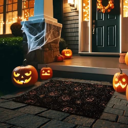 TYUU Fußmatte mit Halloween-Kürbis-Motiv, schwarz, für den Eingangsbereich, saugfähig, mit rutschfester Unterseite, 43,2 x 76,2 cm, böse Kürbisse TYUU Fußmatte mit Halloween-Kürbis-Motiv, schwarz, für den Eingangsbereich, saugfähig, mit rutschfester Unterseite, 43,2 x 76,2 cm, böse Kürbisse von TYUU
