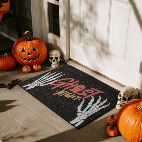 TYUU Fußmatte mit Totenkopfmotiv, für den Außenbereich, saugfähig, mit rutschfester Unterseite, 61 x 91 cm, Skelett-Hände, Schwarz TYUU Fußmatte mit Totenkopfmotiv, für den Außenbereich, saugfähig, mit rutschfester Unterseite, 61 x 91 cm, Skelett-Hände, Schwarz von TYUU