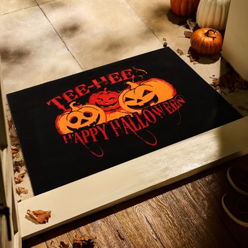 TYUU Halloween-Fußmatte, Kürbis-Fußmatte, Eingangsmatte für den Außenbereich, flaches Profil, mit rutschfester Unterseite, 61 x 91 cm, böse Kürbisse TYUU Halloween-Fußmatte, Kürbis-Fußmatte, Eingangsmatte für den Außenbereich, flaches Profil, mit rutschfester Unterseite, 61 x 91 cm, böse Kürbisse von TYUU