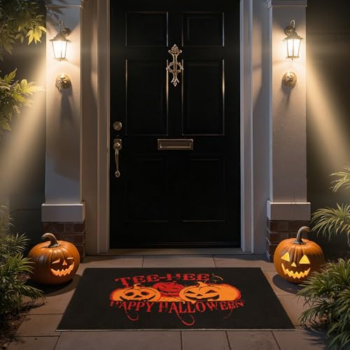 TYUU Halloween-Fußmatte, Kürbis-Fußmatte, Haustür, Außenbereich, Eingangsmatte mit rutschfester Unterseite, 43,2 x 76,2 cm, böse Kürbisse, Schwarz TYUU Halloween-Fußmatte, Kürbis-Fußmatte, Haustür, Außenbereich, Eingangsmatte mit rutschfester Unterseite, 43,2 x 76,2 cm, böse Kürbisse, Schwarz von TYUU