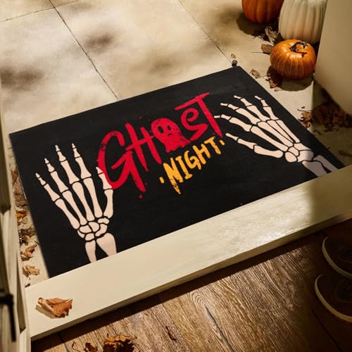 TYUU Halloween-Fußmatte, Totenkopf-Motiv, für Eingangstür, Eingangsbereich, niedriges Profil, rutschfeste Unterseite, 61 x 91 cm, Skeletthände, Schwarz TYUU Halloween-Fußmatte, Totenkopf-Motiv, für Eingangstür, Eingangsbereich, niedriges Profil, rutschfeste Unterseite, 61 x 91 cm, Skeletthände, Schwarz von TYUU