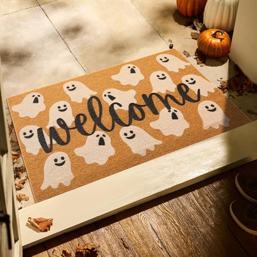 TYUU Halloween-Fußmatte, gruseliger Geist, Willkommensmatte für Haustür, Außen-Eingang, Kokosfaser, Schmutzfänger mit rutschfester Unterseite, 61 x 91 cm, Willkommensgeist TYUU Halloween-Fußmatte, gruseliger Geist, Willkommensmatte für Haustür, Außen-Eingang, Kokosfaser, Schmutzfänger mit rutschfester Unterseite, 61 x 91 cm, Willkommensgeist von TYUU