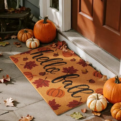 TYUU Hello Fall Kürbis-Fußmatte, Herbst-Willkommensmatte für Haustür, Außen-Eingang, Kokosfaser, Schmutzfänger mit rutschfester Unterseite, 61 x 91 cm, Ahornblätter TYUU Hello Fall Kürbis-Fußmatte, Herbst-Willkommensmatte für Haustür, Außen-Eingang, Kokosfaser, Schmutzfänger mit rutschfester Unterseite, 61 x 91 cm, Ahornblätter von TYUU