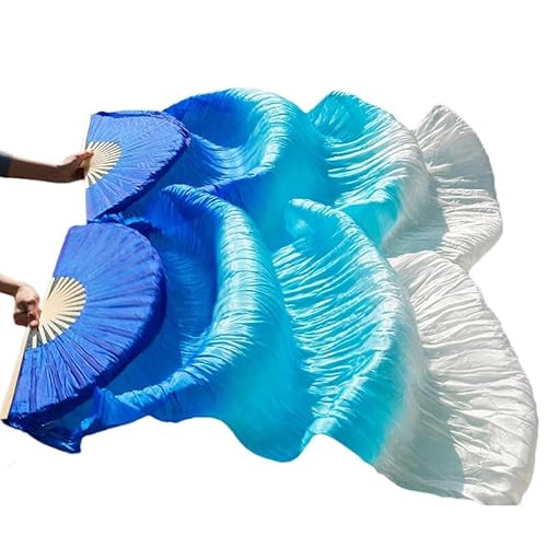 Silk Fans, 1 Paar handgemachte Frauen Qualität Seide Bauchtanz Fan Tanz blau türkis von TYUrmiui
