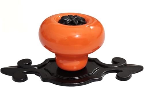TYUrmiui Schrankknöpfe, Zinklegierung Schwarz Basis Rückplatte Schrank Kleiderschrank Schublade Türgriffe(Orange) von TYUrmiui