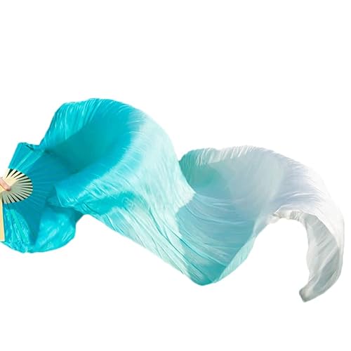 TYUrmiui Silk Fans, 1 Paar/1 stück Echte Seide Bauchtanz Schleier Fans Bambus Handgemachte Gefärbt Leistung Lange Fan von TYUrmiui