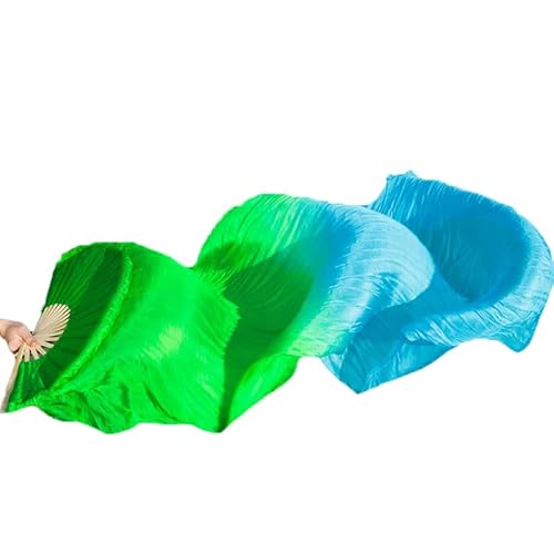 TYUrmiui Silk Fans, 1 Paar/1 stück Echte Seide Bauchtanz Schleier Fans Bambus Handgemachte Gefärbt Leistung Lange Fan von TYUrmiui