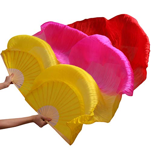 TYUrmiui Silk Fans, 1 Paar handgefertigte Bauchtanz-Fächer aus hochwertiger Seide for Damen von TYUrmiui