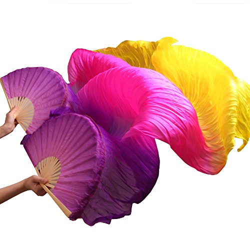 TYUrmiui Silk Fans, 1 Paar handgefertigte Bauchtanz-Fächer aus hochwertiger Seide for Damen von TYUrmiui