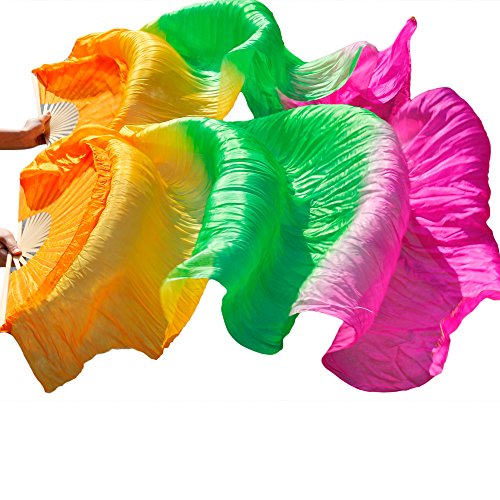 TYUrmiui Silk Fans, 1 Paar handgefertigte Bauchtanz-Fächer aus hochwertiger Seide for Damen von TYUrmiui