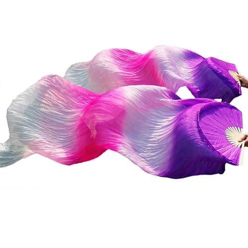 TYUrmiui Silk Fans, 1 Paar handgefertigte Bauchtanzfächer aus gefärbter Seide for die Linke und rechte Hand von TYUrmiui
