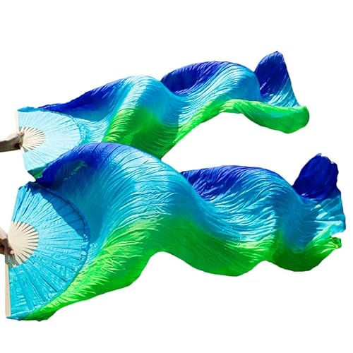 TYUrmiui Silk Fans, 1 Paar handgefertigte Bauchtanzfächer aus gefärbter Seide for die Linke und rechte Hand von TYUrmiui