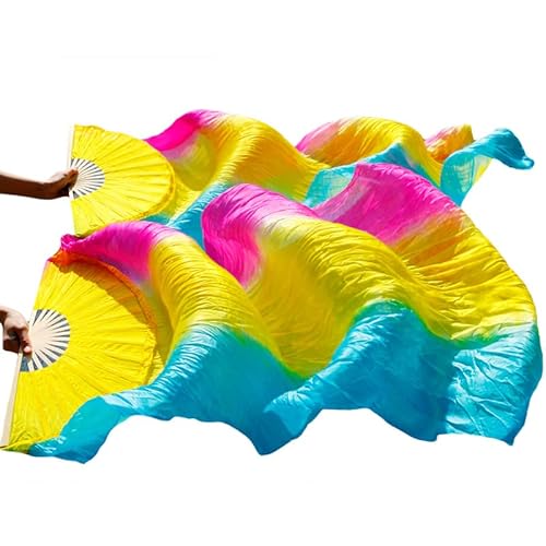 TYUrmiui Silk Fans, 1 Paar handgefertigte Bauchtanzfächer aus gefärbter Seide for die Linke und rechte Hand von TYUrmiui