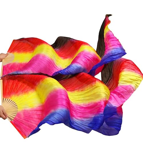 TYUrmiui Silk Fans, 1 Paar handgefertigte Bauchtanzfächer aus gefärbter Seide for die Linke und rechte Hand von TYUrmiui