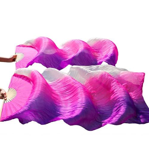 TYUrmiui Silk Fans, 1 Paar handgefertigte Bauchtanzfächer aus gefärbter Seide for die Linke und rechte Hand von TYUrmiui