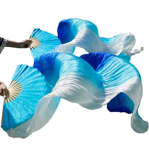 TYUrmiui Silk Fans, 1 Paar handgefertigte Bauchtanzfächer aus gefärbter Seide for die Linke und rechte Hand von TYUrmiui