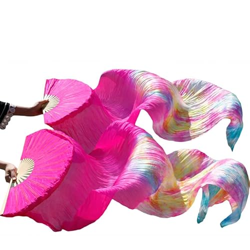 TYUrmiui Silk Fans, 1 Paar handgemachte gefärbte Seidentanzfans, Imitation Seidentanzfan, Schleier, chinesischer Seidenfan von TYUrmiui
