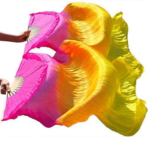 TYUrmiui Silk Fans, 1 Paar handgemachte gefärbte Seidentanzfans, Imitation Seidentanzfan, Schleier, chinesischer Seidenfan von TYUrmiui