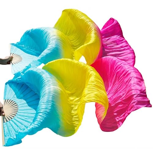 TYUrmiui Silk Fans, 1 Paar handgemachte gefärbte Seidentanzfans, Imitation Seidentanzfan, Schleier, chinesischer Seidenfan von TYUrmiui
