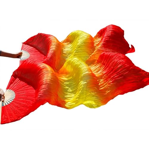 TYUrmiui Silk Fans, 1 Paar handgemachte gefärbte Seidentanzfans, Imitation Seidentanzfan, Schleier, chinesischer Seidenfan von TYUrmiui