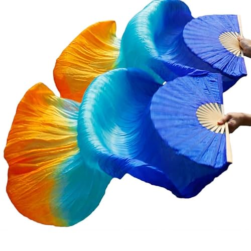 TYUrmiui Silk Fans, 1 Paar handgemachte gefärbte Seidentanzfans, Imitation Seidentanzfan, Schleier, chinesischer Seidenfan von TYUrmiui