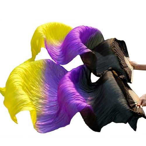 TYUrmiui Silk Fans, 1 Paar handgemachte gefärbte Seidentanzfans, Imitation Seidentanzfan, Schleier, chinesischer Seidenfan von TYUrmiui