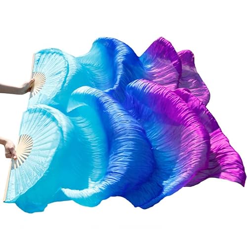 TYUrmiui Silk Fans, 1 Paar handgemachte gefärbte Seidentanzfans, Imitation Seidentanzfan, Schleier, chinesischer Seidenfan von TYUrmiui