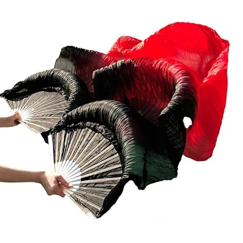 TYUrmiui Silk Fans, 1 Paar handgemachte gefärbte Seidentanzfans, Imitation Seidentanzfan, Schleier, chinesischer Seidenfan von TYUrmiui