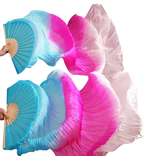 TYUrmiui Silk Fans, 1 Paar handgemachte gefärbte Seidentanzfans, Imitation Seidentanzfan, Schleier, chinesischer Seidenfan von TYUrmiui