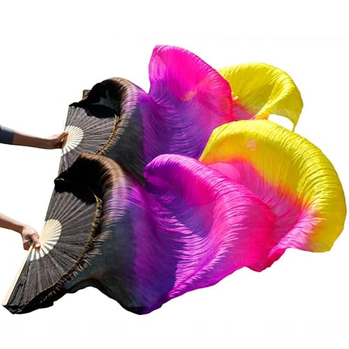 TYUrmiui Silk Fans, 1 Paar handgemachte gefärbte Seidentanzfans, Imitation Seidentanzfan, Schleier, chinesischer Seidenfan von TYUrmiui