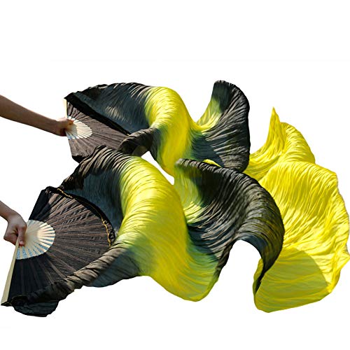 TYUrmiui Silk Fans, 1 Paar handgemachte gefärbte Seidentanzfans, Imitation Seidentanzfan, Schleier, chinesischer Seidenfan von TYUrmiui