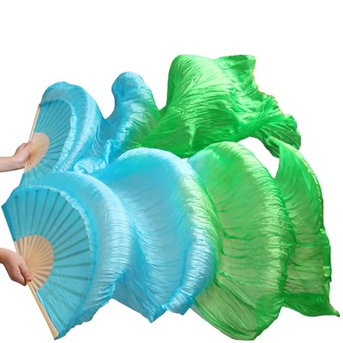 TYUrmiui Silk Fans, 1 Paar handgemachte gefärbte Seidentanzfans, Imitation Seidentanzfan, Schleier, chinesischer Seidenfan von TYUrmiui