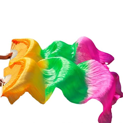 TYUrmiui Silk Fans, Bauchtanz-Bambusfächer, Seiden-Bauchtanzfächer, Tanz-Seidenschleier, 1 Stück for die Linke Hand + 1 Stück for die rechte Hand TYUrmiui Silk Fans, Bauchtanz-Bambusfächer, Seiden-Bauchtanzfächer, Tanz-Seidenschleier, 1 Stück for die Linke Hand + 1 Stück for die rechte Hand von TYUrmiui