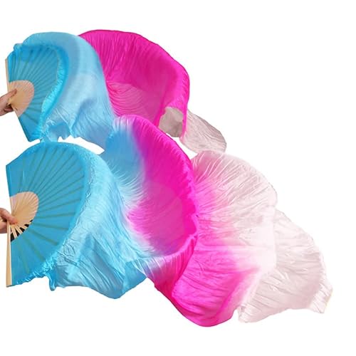 TYUrmiui Silk Fans, Bauchtanz-Fächer, chinesische Seidenfächer, Schleier, handgefertigt, gefärbte Seiden-Tanzfächer von TYUrmiui