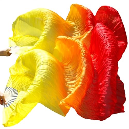 TYUrmiui Silk Fans, Bauchtanz-Fächer, chinesische Seidenfächer, Schleier, handgefertigt, gefärbte Seiden-Tanzfächer von TYUrmiui