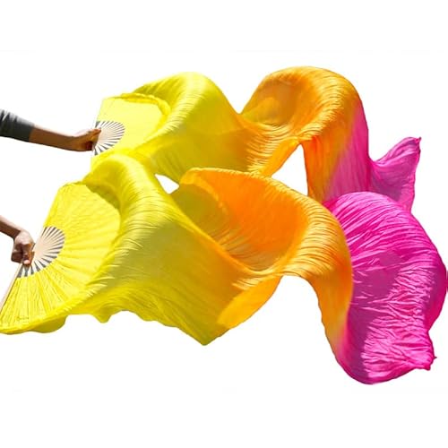 TYUrmiui Silk Fans, Lange Fächer aus Seide und Bambus, handgefertigt, for Damen, hochwertige Seide, Bauchtanz-Fächer von TYUrmiui