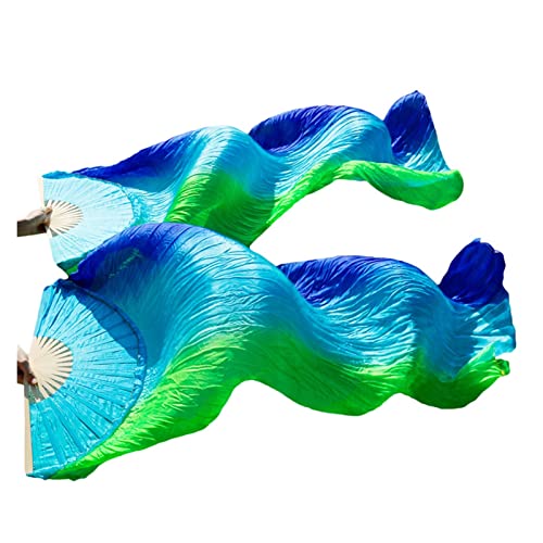 TYUrmiui Silk Fans, Lange Fächer aus Seide und Bambus, handgefertigt, for Damen, hochwertige Seide, Bauchtanz-Fächer von TYUrmiui
