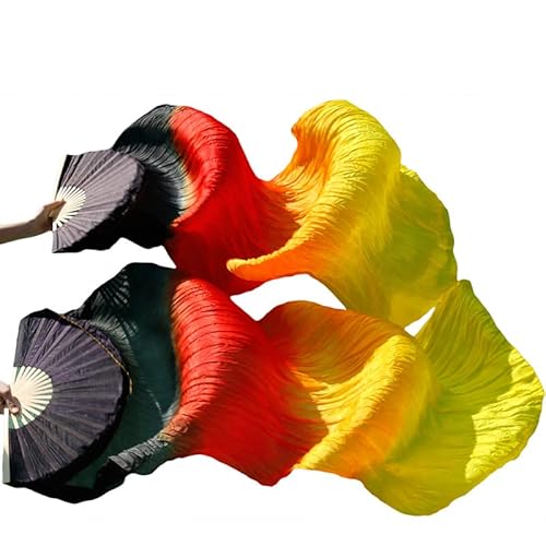 TYUrmiui Silk Fans, Lange Fächer aus Seide und Bambus, handgefertigt, for Damen, hochwertige Seide, Bauchtanz-Fächer von TYUrmiui