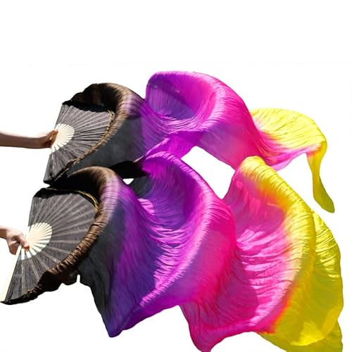 TYUrmiui Silk Fans, Lange Fächer aus Seide und Bambus, handgefertigt, for Damen, hochwertige Seide, Bauchtanz-Fächer von TYUrmiui