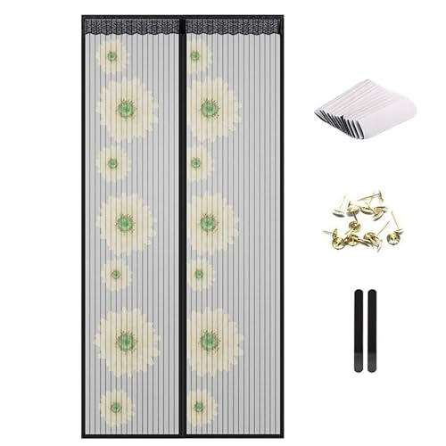 Türvorhang, selbstdichtend, gestreift, geräuschlos, mit einfach zu installierendem Zubehör (schwarz, transparent, 110 x 210 cm) von TYUrmiui