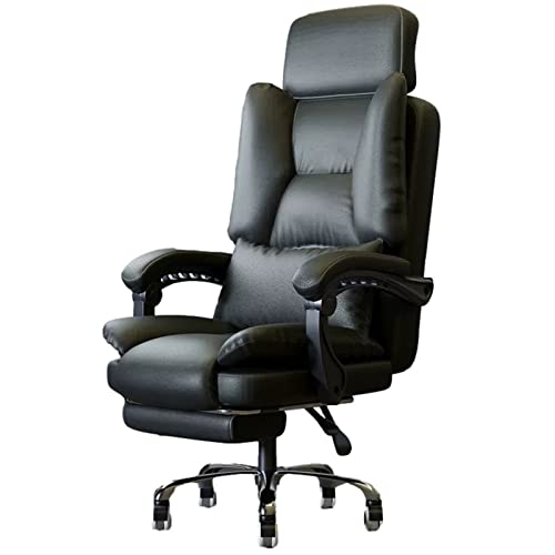 Chefbürostuhl mit hoher Rückenlehne, Verstellbarer Bürostuhl mit Armlehne, Verstellbarer Computerstuhl mit Verstellbarer Höhe, drehbaren Rädern und einziehbarer Fußstütze/Grau von TYXFHSMY