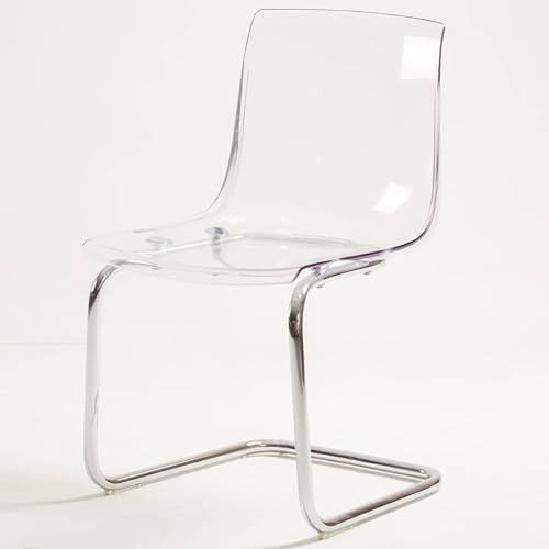 Klare Acrylstühle, Esszimmerstühle mit Metallrahmen – moderner Esstisch, armloser Akzent-Seitenschreibtischstuhl für Wohnzimmer, Schlafzimmer, Arbeitszimmer/B/53 * 54 * 86 cm von TYXFHSMY