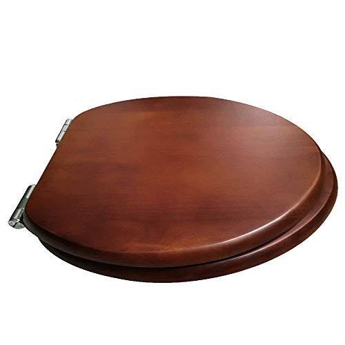 Toilettensitz, Massivholz-Toilettendeckel mit langsamer Stummschaltung, Toilettensitzbezug, verdickter, Oben montierter Badezimmerdeckel für V-förmige Toilette, einfarbig (einfarbig, 43 x 50 von TYXFHSMY