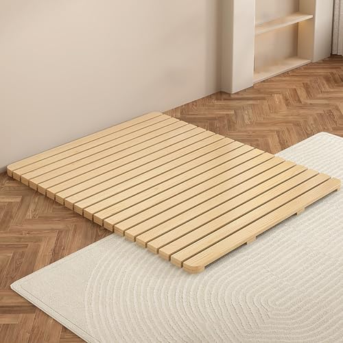TYXFSMYXGS Klappbares Holzbettgestell, Bodenbett mit aufrollbarem Lattenrost, Tatami-Futon-Rahmen aus natürlichem Massivholz, atmungsaktives und feuchtigkeitsbeständiges Gästebett 90 * 200cm von TYXFSMYXGS