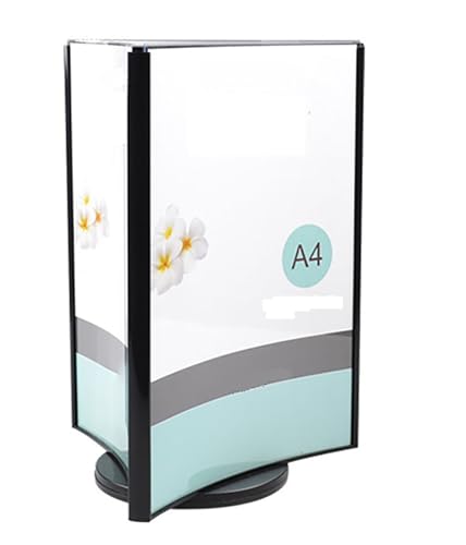 TYXFSMYXGS Speisekartenständer aus Acryl, 3-seitig drehbarer Tischaufsteller mit Drehfuß, transparenter Schilderhalter für Speisekarten, Plakate, Restaurant, Bar, Café, Büro Blue A5 von TYXFSMYXGS