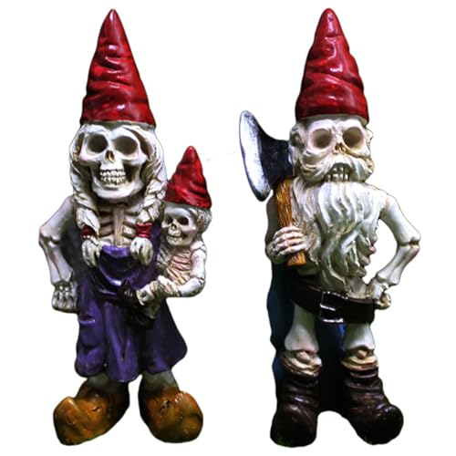 TYXHXTF 2 Pcs Halloween Skeleton Gnom Statue Garten Zwerg Skelettpaarstatuen Dekorative Ornament für Den Außen und Innenbereich TYXHXTF 2 Pcs Halloween Skeleton Gnom Statue Garten Zwerg Skelettpaarstatuen Dekorative Ornament für Den Außen und Innenbereich von TYXHXTF