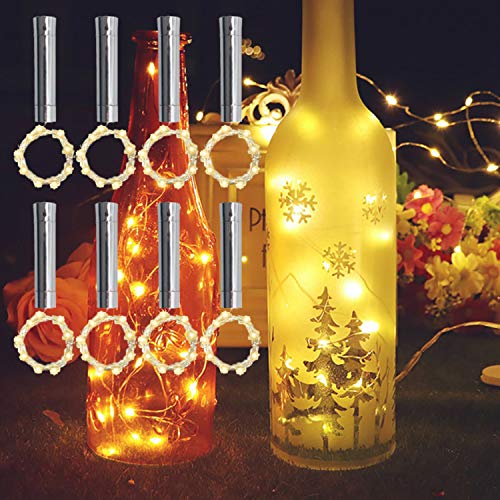 8PCS Korken mit LED Lichterkette Warmweiß, TYXSHIYE 2M/78.74in 20LED Flaschenlichter AA Batterie, Immer beleuchten, Weinflaschen Korkenlicht Flaschenlicht für Party Hochzeit Weihnachten von TYXSHIYE