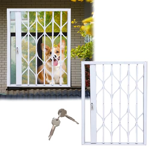 TYYCKJ Abschließbare Fenstergitter für Katzen/Hunde, ausziehbare Gitter zur Einbruchsicherung für Schiebefenster, Faltbare Sicherheitszäune, Fensternetz aus Aluminium (60 cm x 160 cm) von TYYCKJ